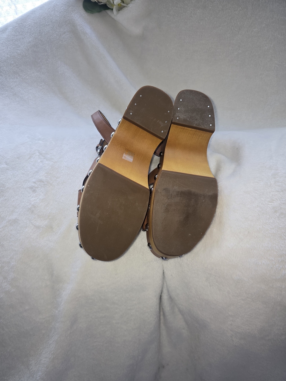 Coach Tan Leather Crisscross Platform Sandals - Picture 5 of 7